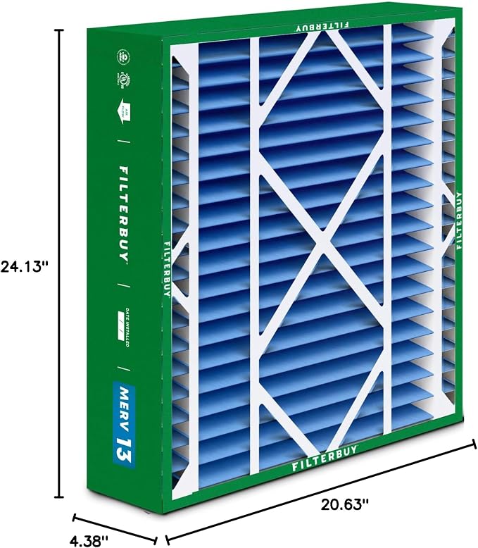 Filterbuy 21x24.5x5 Air Filter MERV 13 Optimal Smoke & Allergy Defense