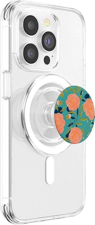 Turquoise Teal Blue Floral Flower Design PopSockets Adhesive PopGrip