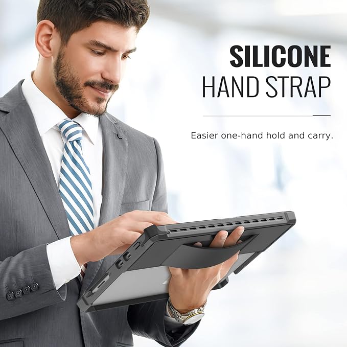 MoKo Case Fits Microsoft Surface Pro 8 13 2021 Release Tablet Black | All-in-One Protective Rugged Cover Case Hand Strap Compatible with Type Cover Keyboard
