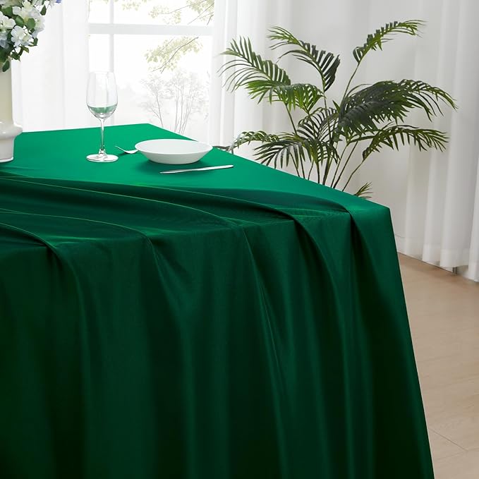 Rectangle Tablecloths 60x120 Inch 2 Pack Dark Green Tablecloth for 6ft Washable Decorative Linen Polyester Table Cloths for 8ft Dining Table Banquets Buffet Parties and Wedding