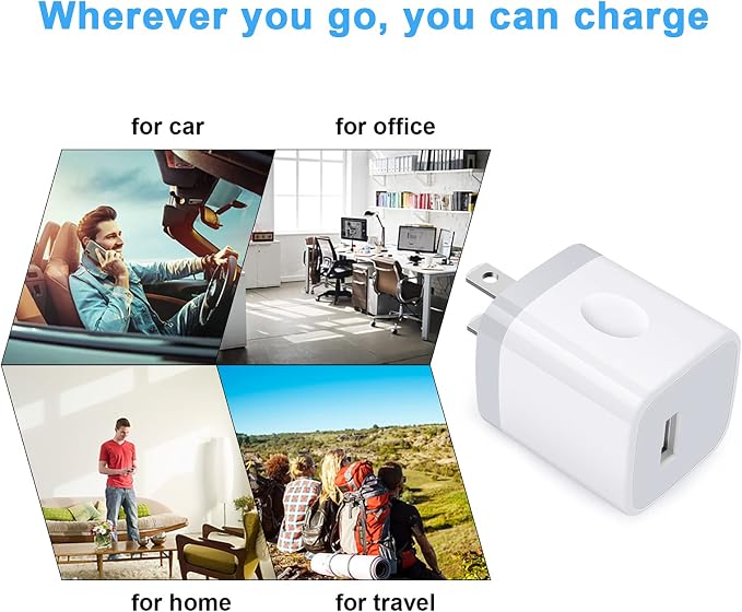 Single Port USB Wall Charger GiGreen 1A/5V Power Adapter 5 Pack Charging | Block Cube Plug Box Compatible Phone 17 Pro Max/16e/15/14/13/12/11/X/8Samsung S26 Ultra/S25 FE/S24/A17/A36/A37/A16Pixel 10