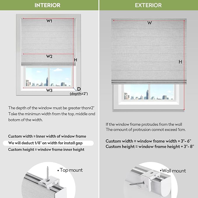 ZSTARR Smart Roman Shades Rechargeable Motorized Blinds with Remote Full Blackout Roman Window Shades Plain Fold Soft for Doors Bedroom, Custom Size (Gray)