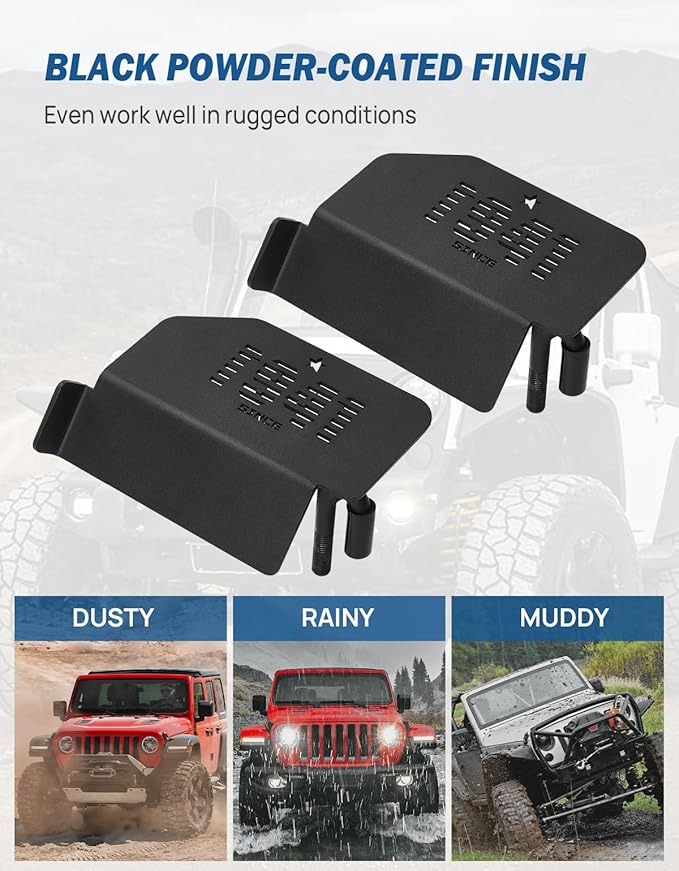 JOYTUTUS Upgraded 120° Wrangler Foot Pegs Compatible with Wrangler JK JL Gladiator JT 2007 to 2026, Exterior Door Hinge Foot Rest Pedals (1941 Pattern)