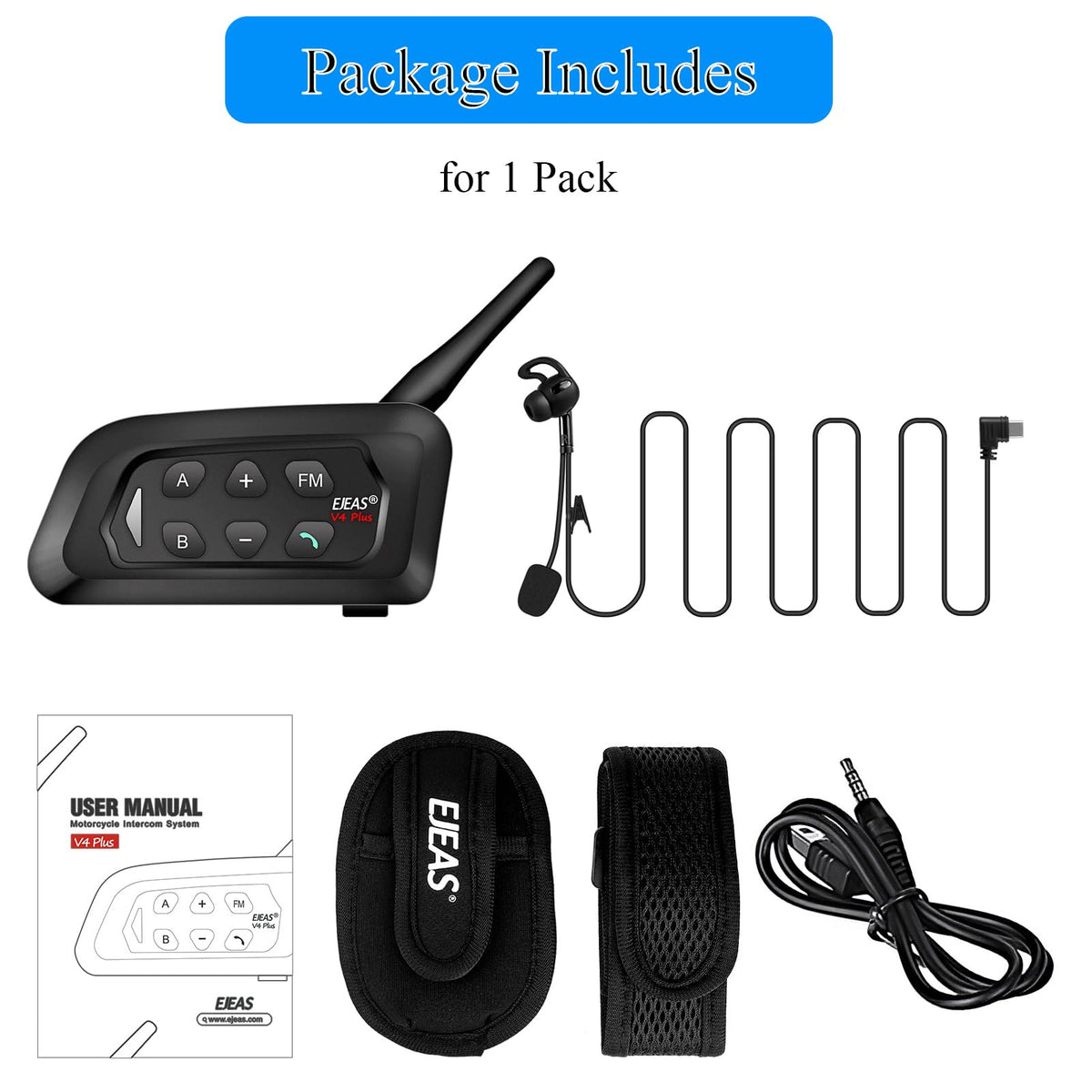 MIMIRACLE Referee Headset, Type C Left Ear Referee Communication System with Headset Earphone, Simple Pairing Bluetooth Intercom for Football Soccer Handball -4 Pack