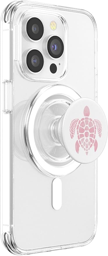 Pink Pattern Turtle phone grip Turtles on a white look PopSockets Adhesive PopGrip
