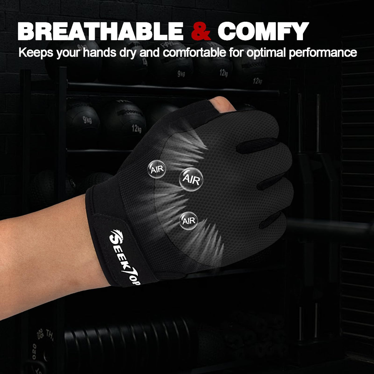 Seektop Breathable Workout Gloves Full Palm Protection for Women & Men