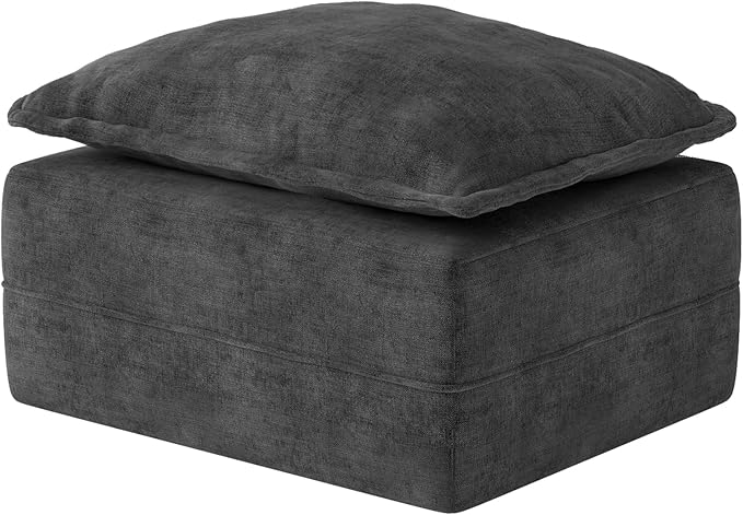 Hobestluk Rectangular Cloud Memory Foam Ottoman for Couch Comfy Couch Footrest with Removable Cover Ideal for Living Room Bedroom or Office as Extra Seating or Coffee Table (Dark Grey, Ottoman)
