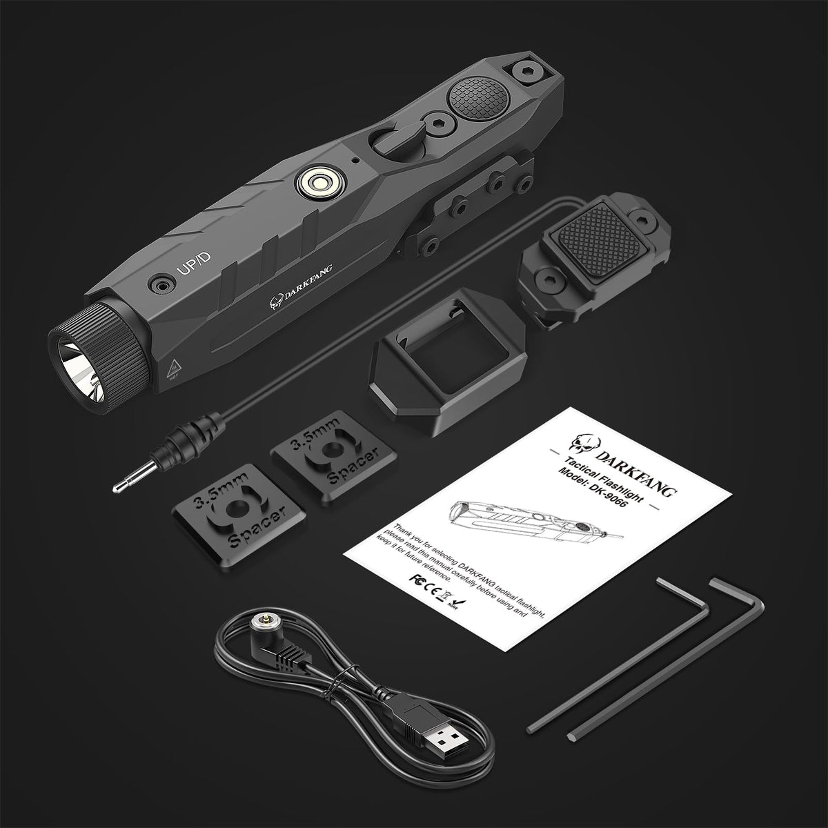 DARKFANG Mlok and Picatinny Flashlight and Laser Combo for Rifle