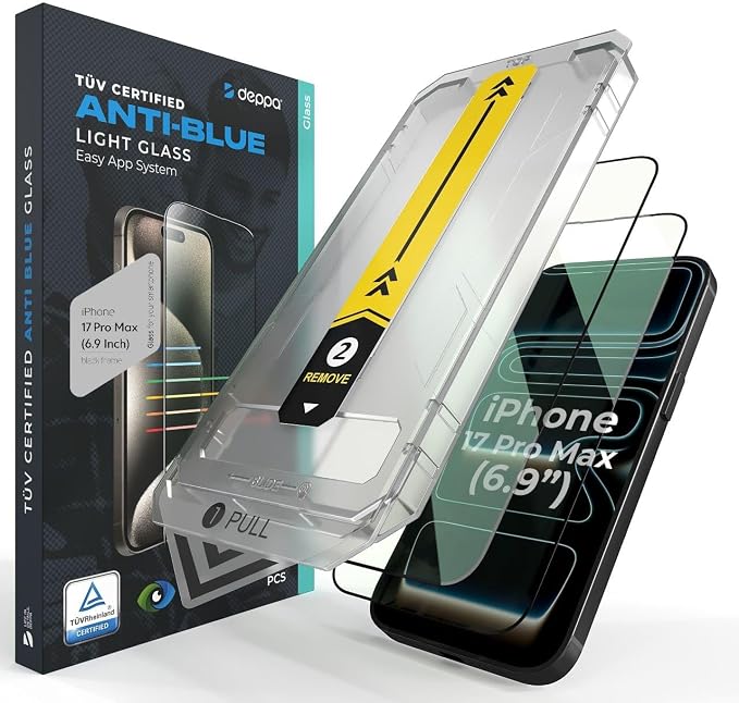 |2 Pack| Anti-Blue Light Screen Protector for iPhone 12 Pro Max (6.7')| Scratch Resistant Tempered Glass | 3D Edge to Edge Coverage | Easy Installation Kit | Eye Safeguard TÜV Certified