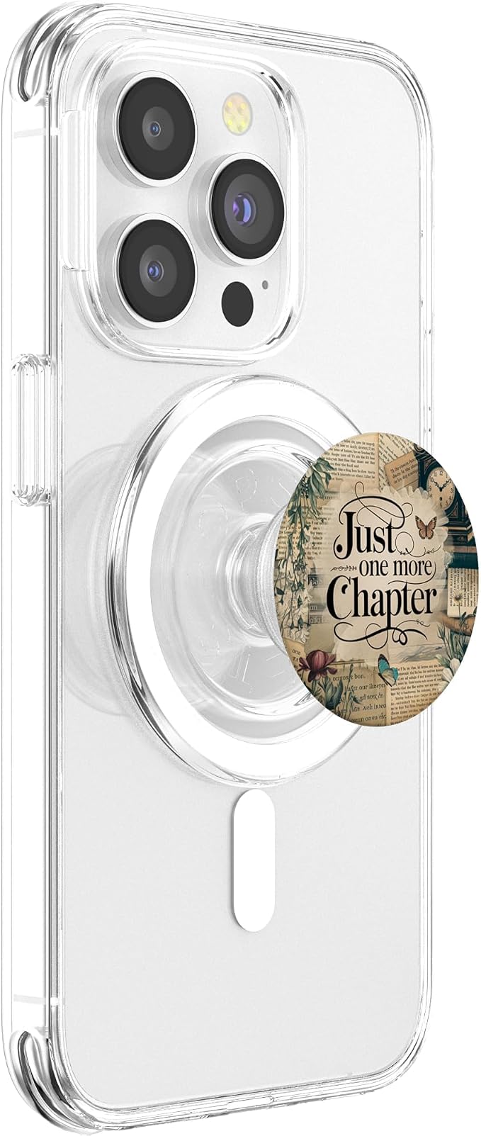 Just One More Chapter Bookish Book Reading Vintage Flower PopSockets Adhesive PopGrip