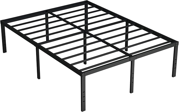 California King Bed Frames, 20 Inch Heavy Duty Metal Platform Support Up to 3000 lbs with Steel Slat, No Box Spring Needed, Easy Assembly, Noise Free, Black