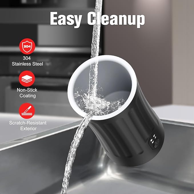 CookSwift Milk Frother, 4-in-1 Milk Steamer and Frother (Classic Black)