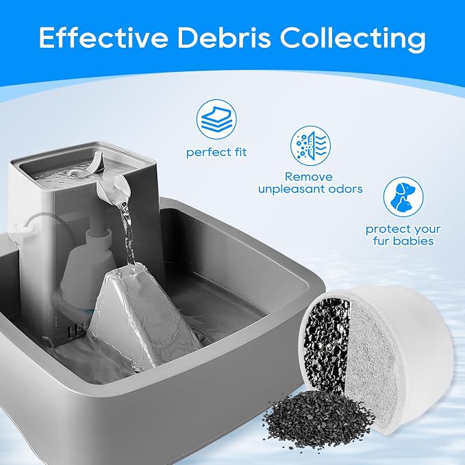 12+12 Pack Cat Water Fountain Filter, Pre-Sponge & Replacement Carbon Filters
