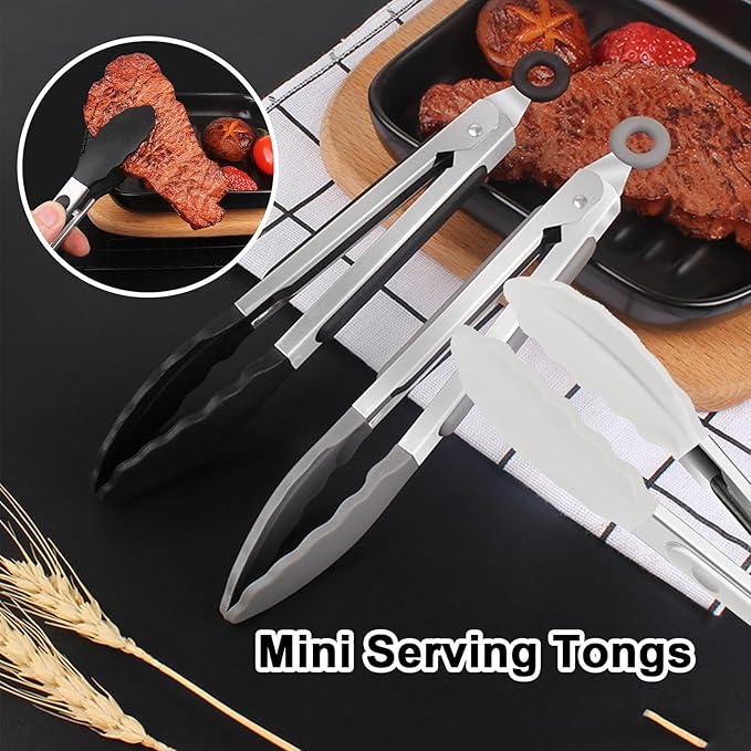 xlehoely 6 PCS Silicone Tongs,Cooking Tongs with Silicone Tips,7 Inch