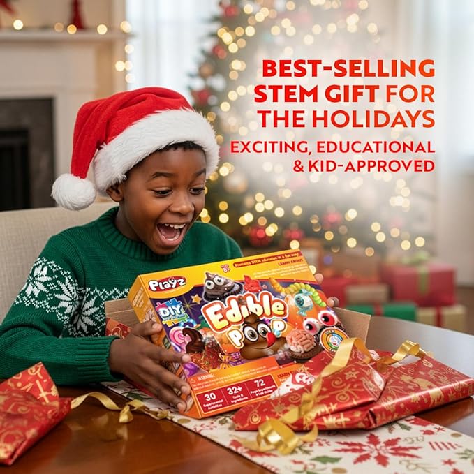 Playz Edible Poo Chocolate & Candy Making Science Kit for Kids Ages 8-12 Years Old - Food Science Chemistry Kid Science Kit with 30 Experiments, Educational Science Kits for Boy & Girls