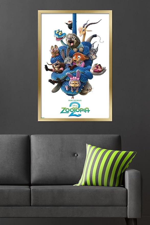 Disney Zootopia 2 (2025) - Group One Sheet Wall Poster, 34L" x 22.4W", Gold Framed Version
