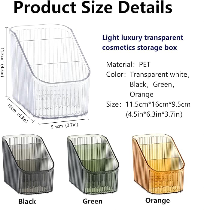 DASITON Large Capacity Makeup Brush Holder,3 Slot Makeup Brush Cup,Vintage striped Make Up Brush Holder,for Vanity Decor,Bathroom Countertops,Desk Storage Container,Cosmetic Display cases(Amber-S)