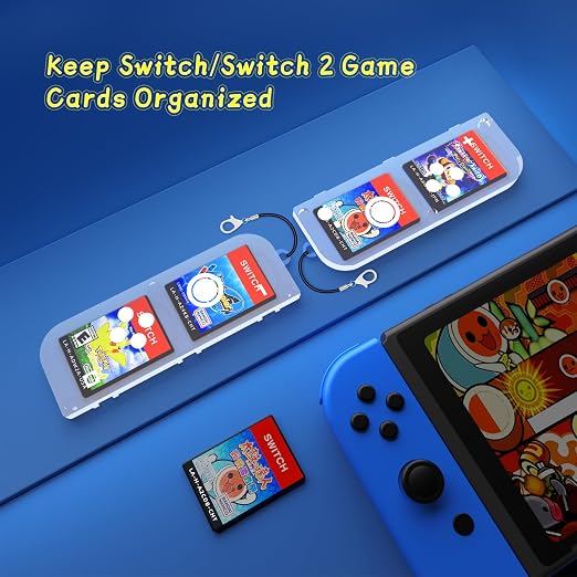 JOYTORN Mini Switch Game Card Case Compatible with Nintendo Switch 2 2025 / OLED / Lite Games Cards Switch Game Holder Travel Case with 4 Card Slots-Magnetic Suction(Transparent)