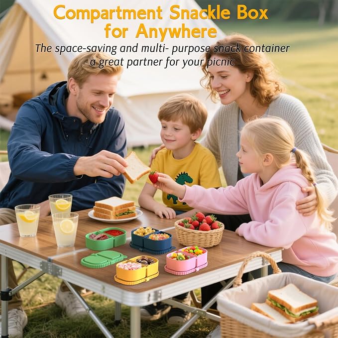ICEROYCE 4 Pack Silicone Snack Containers with Lids
