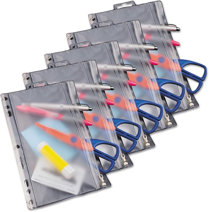 Oxford Clear Binder Pencil Case with Zipper, 6 x 9-1/2, Fits All Ring Binders - 68599