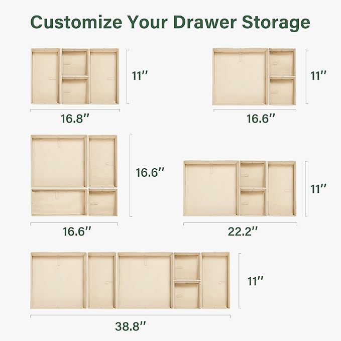 Kootek 16 Pack Drawer Organizer Clothes, Dresser Drawer Organizers for Clothing Fabric Foldable Closet Organizers and Storage Bins for Baby Clothes, Nursery, Underwear, Bras, Socks
