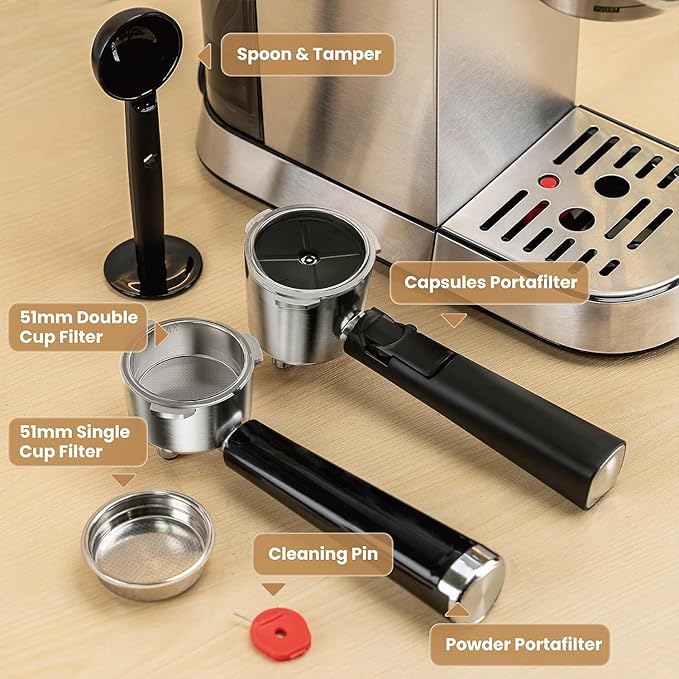 Gevi 20 Bar Espresso Machine for home,Compatible with Nespresso Pods&Ground