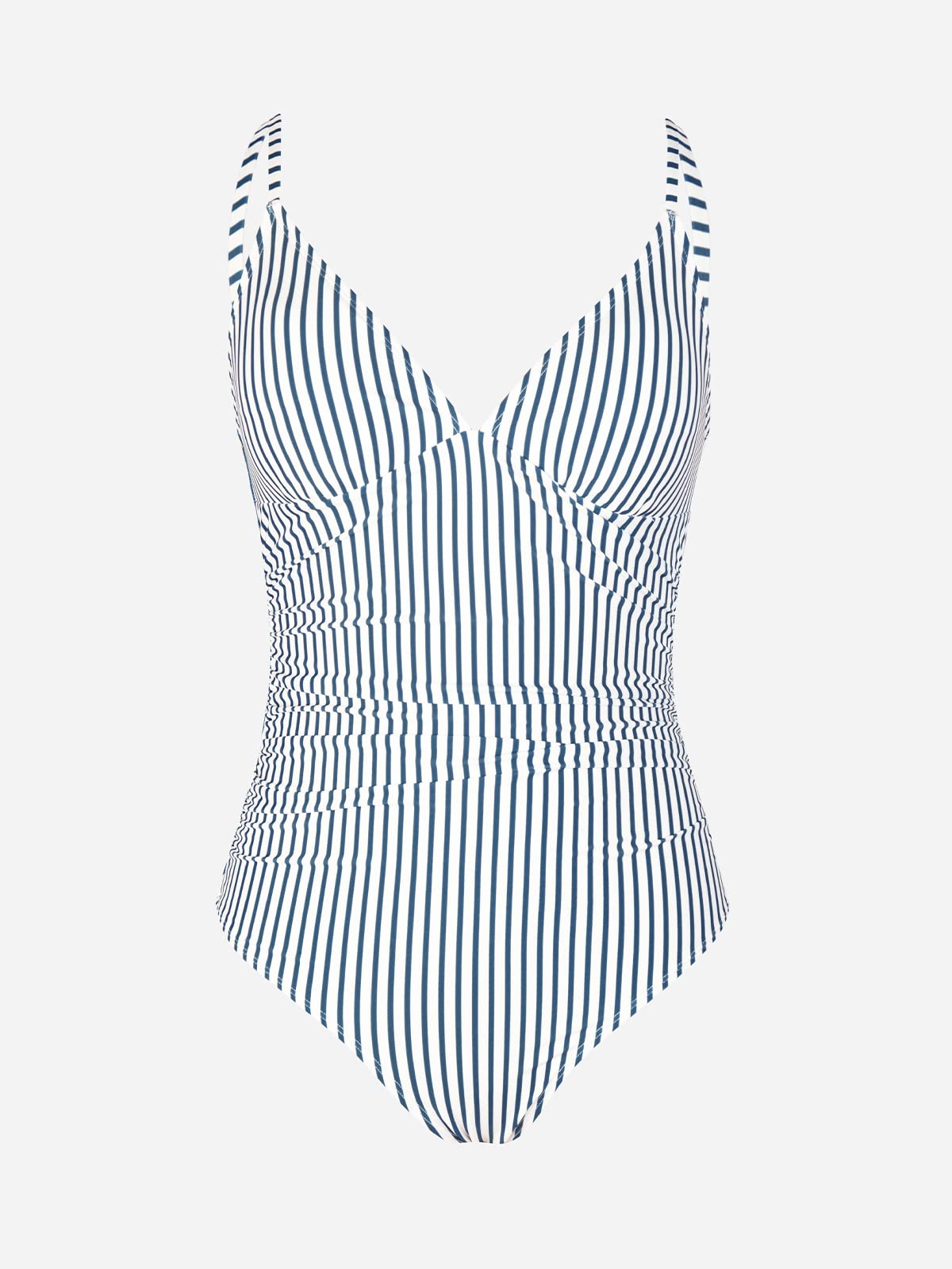 CUPSHE Women One Piece Swimsuit Bathing Suits Stripe Deep V Neck Tummy Control Low Back Adjustable Straps M