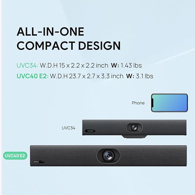 Yealink UVC40 E2 USB Conference Room Camera System 4K Video Conference Camera 120° Wide-Angle Lens 8 Microphone 5W High-Fidelity Speaker Auto Framing Speaker Tracking Compatible with Microsoft, Zoom