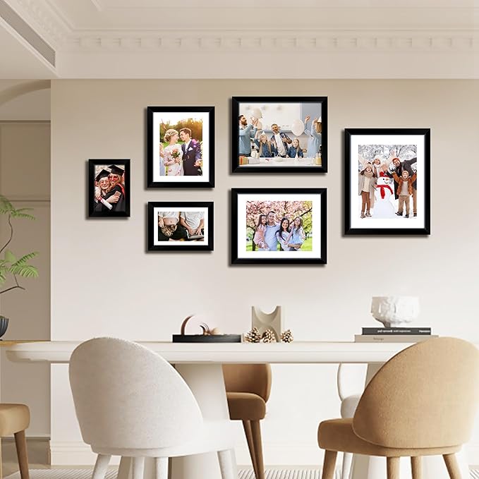 FIXSMITH 4x6 Picture Frame, Black Photo Frames with HD Plexiglass for Wall Hanging or Tabletop Display, 2 Pack