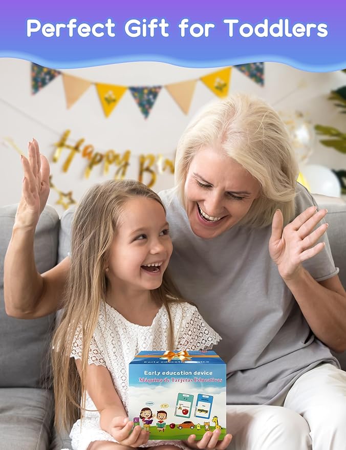 Bilingual Talking Flash Cards for Toddlers, 224 Sight Words Spanish and English Learning Flashcards for Kids, Autism Pocket Speech Therapy Toys, Española Vocabulary