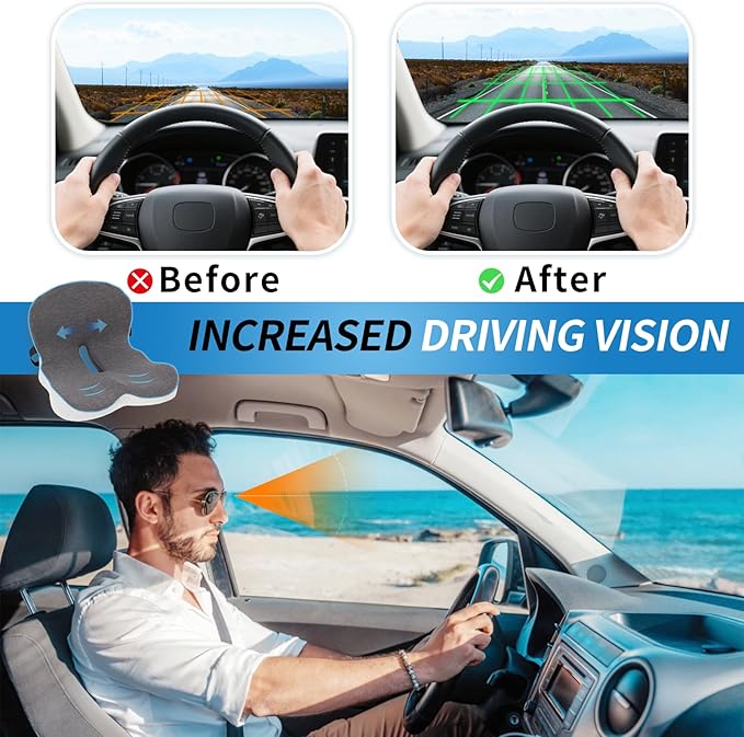 Memory Foam Buttocks Cushion for Office Chair Truck Driver Truck Seat Cushion Ergonomic Driver Seat Cushion with Lumbar Support & Sciatica Back Pain Relief, Car Seat Cushions for Driving