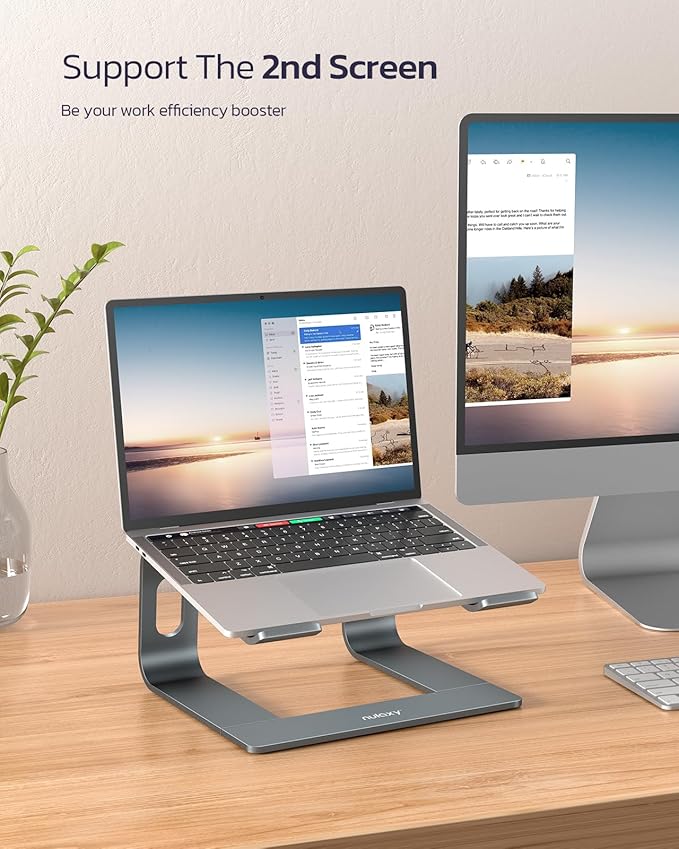 Nulaxy Fully Aluminum Detachable Laptop Stand, Ergonomic Ventilated Cooling Laptop Holder Computer Riser for Desk, Anti-Slip Design Notebook Stand Compatible with All 10-16" MacBook/Dell XPS/HP/Lenovo