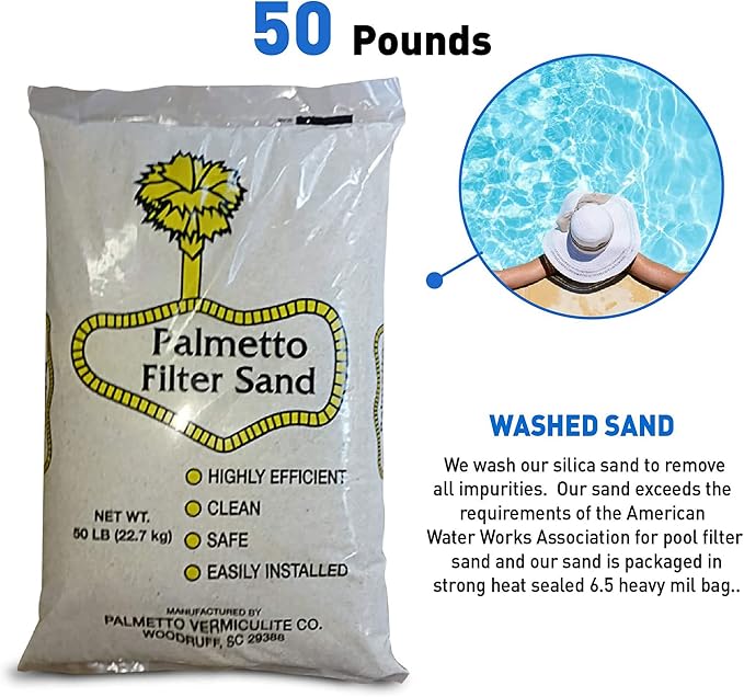 Palmetto Swimming Pool Filter Sand, 50 lb Bag – Natural Silica