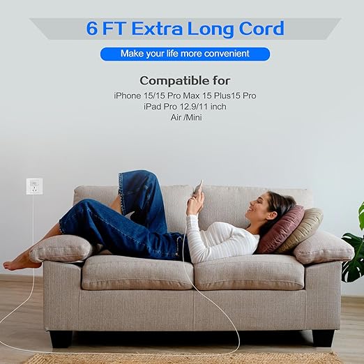 iPhone 16 Pro Charger Fast Charging 20W USB C Charger Block,2Pack Quick Type C Chargers with 6FT USB C Charging Cable Cord for iPhone 16 Pro Max/16 Pro/16e/16/iPhone 15 Pro Max/15 Pro/15 Plus,iPad Pro