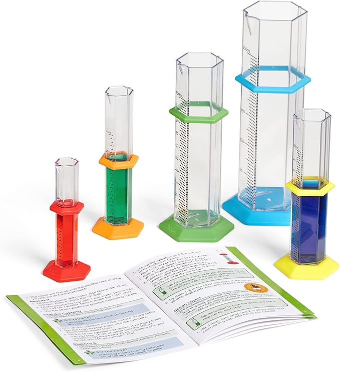 Hand2mind Starter Science Graduated Cylinder Set, Science Lab Equipment for Kids, Measuring Toys, Educational Science Kits, Chemistry Set, Science Supplies for Classroom (Set of 5)