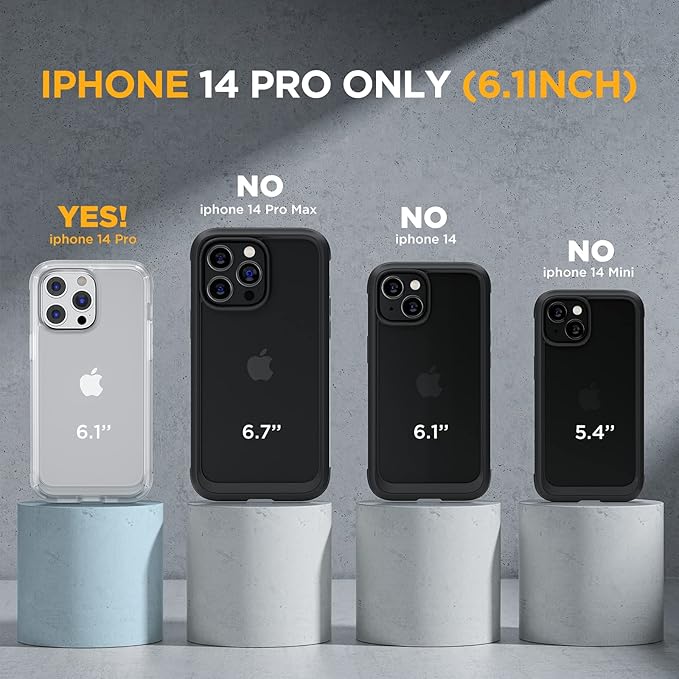 Miracase Glass Series Designed for iPhone 14 Pro Case 6.1 Inch, Upgrade Full-Body Bumper Case with Built-in 9H Tempered Glass Screen Protector, with Camera Lens Protector, Matte Clear