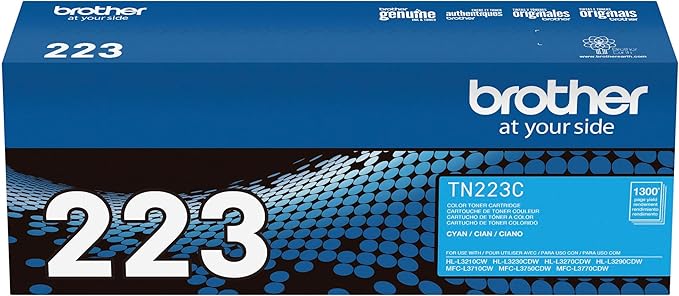 Brother Genuine TN223C, Standard Yield Toner Cartridge, Replacement Cyan Toner, Page Yield Up to 1,300 Pages, TN223, Amazon Dash Replenishment Cartridge