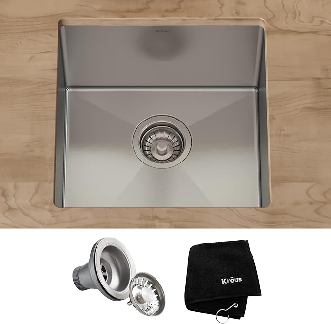 Kraus Kitchen Sink - Kraus Standart Pro 17-Inch Undermount Single Bowl, 16 Gauge Stainless Steel Kitchen Sinks, KHU101-17
