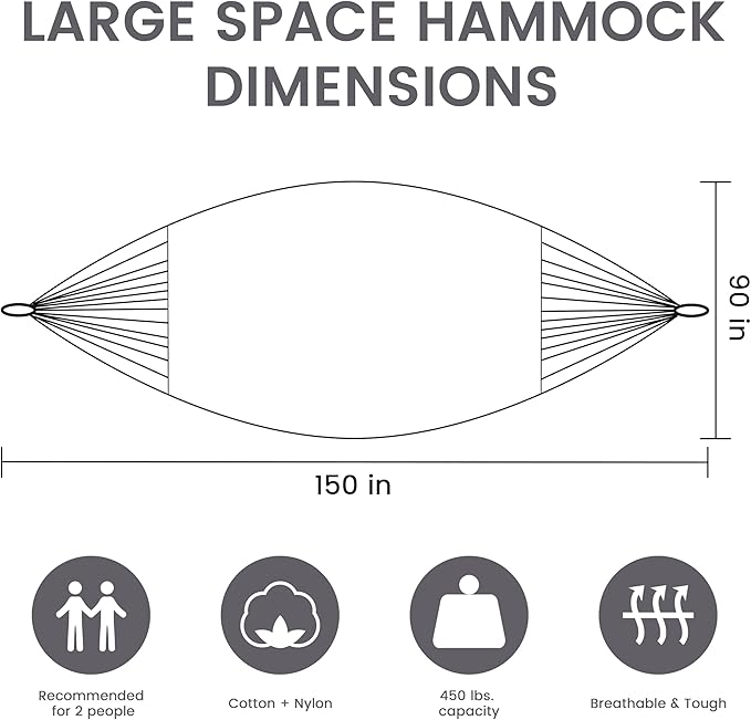 LazyDaze Hammocks Handwoven Outdoor Double Rope Mayan Hammock Bed, Tree Hammocks with Stand for Outside Patio Indoor Bedroom, hamacas para adultos, Navy