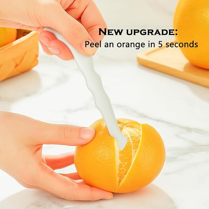 iziusy 2 Pcs Stainless Steel Orange Peeler Citrus Peeler Fruit Remover Opener Ergonomic Safe Cutter & Slicer Tool for Grapefruits, Lemons