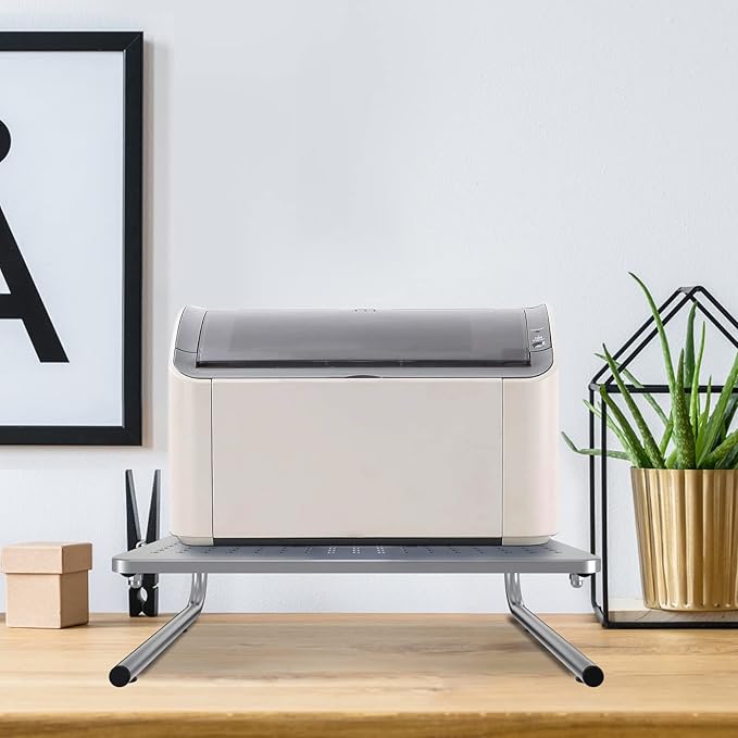 suptek Monitor Stand Riser, Laptop Holder Printer Riser Desk Accessories, Vented Metal Platform and 4 inches Height Underneath Storage for Office Supplies (MST004S-2), 2 Pack, Silver