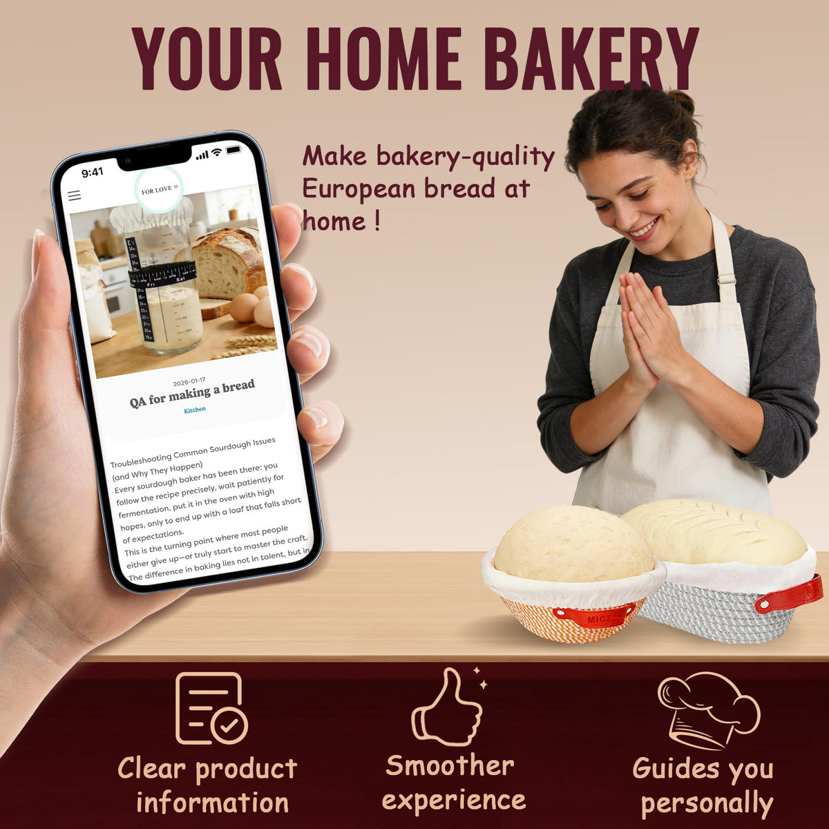 Sourdough Starter Kit, Sourdough Bread Baking Supplies, Sourdough Kit Home and Kitchen, Sourdough Bread Basket, Sourdough Starter Jar,Sour Dough Kit Tools,Bread Proofing Basket, Sourdough Jar