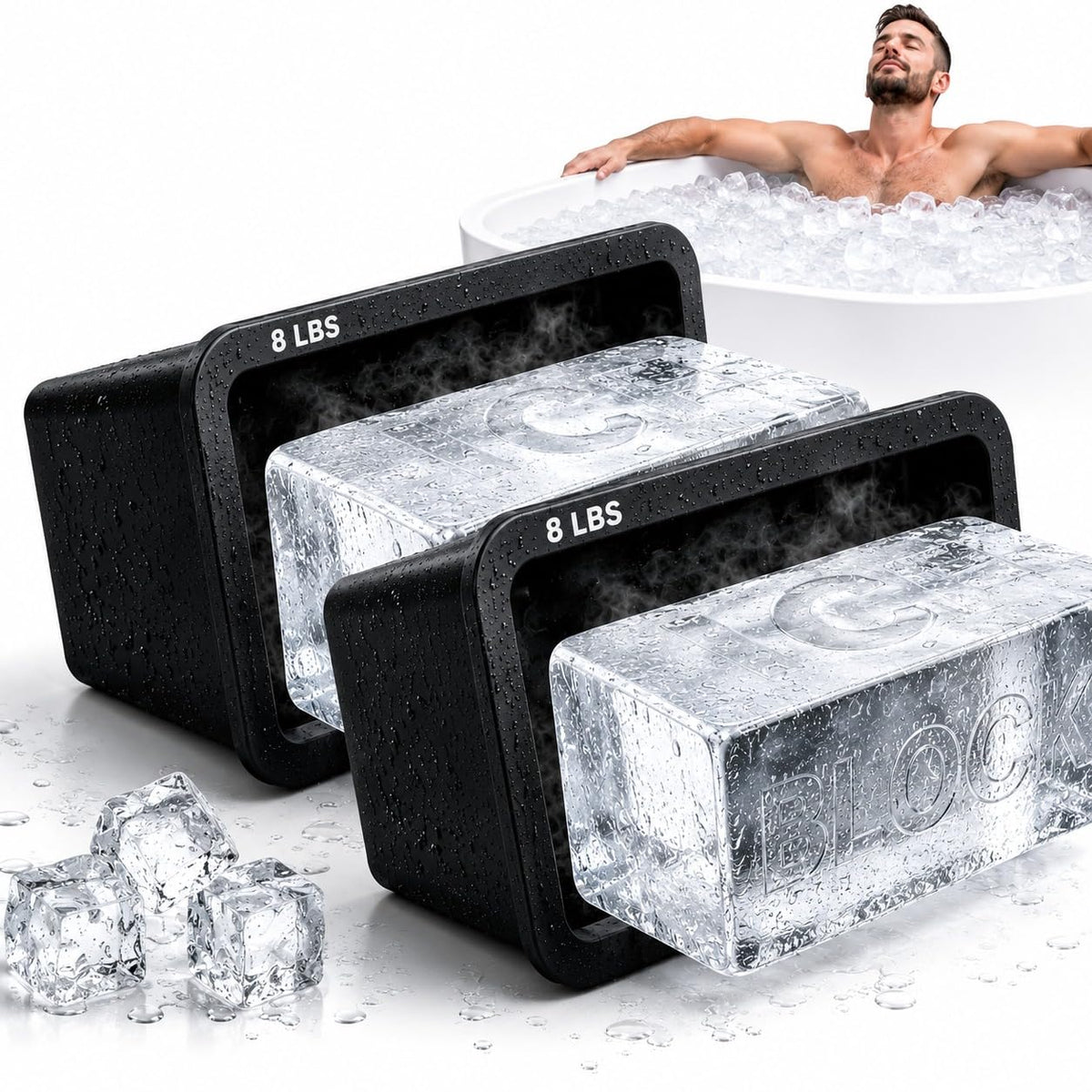 Extra Large Ice Block Mold (2-Pack) – 13 lbs Silicone Ice Brick Maker for Ice Bath & Cold Plunge – Giant Cube for Recovery, Muscle Relief & Coolers, Dishwasher Safe
