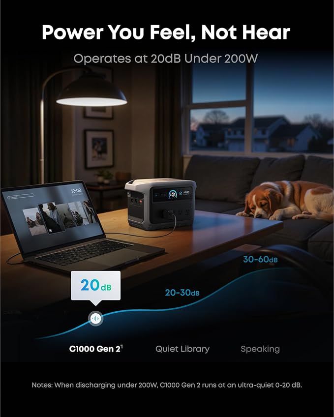 Anker SOLIX C1000 Gen 2 Portable Power Station with 200W Solar Panel, 2,000W (Peak 3,000W) Solar Generator, Full Charge in 49 Min, 1,024Wh LiFePO4 Battery for Home Backup, Power Outages, and Camping
