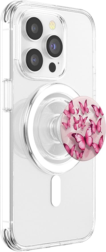 Cute Pink Butterfly Pattern PopSockets Adhesive PopGrip