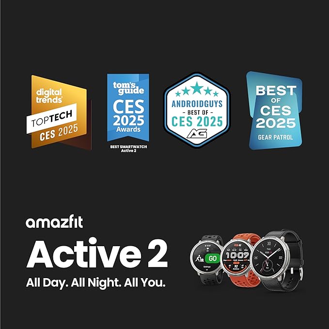 Amazfit Active 2 Sport Smart Watch Fitness Tracker for Android and iPhone, 44mm, 10 Day Battery, Water Resistant, GPS Maps, Sleep Monitor, 160+ Workout Modes, 400 Face Styles, Silicone Strap, Free App