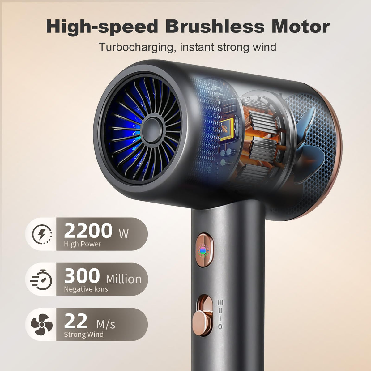 Hair Dryer Blow Dryer with Nozzle and Diffuser,Portable & Powerful Ionic Hair Dryer,3 Temps & 3 Speeds Lightweight,Small and Quiet Hairdryer for Women and Men at Home and Travel