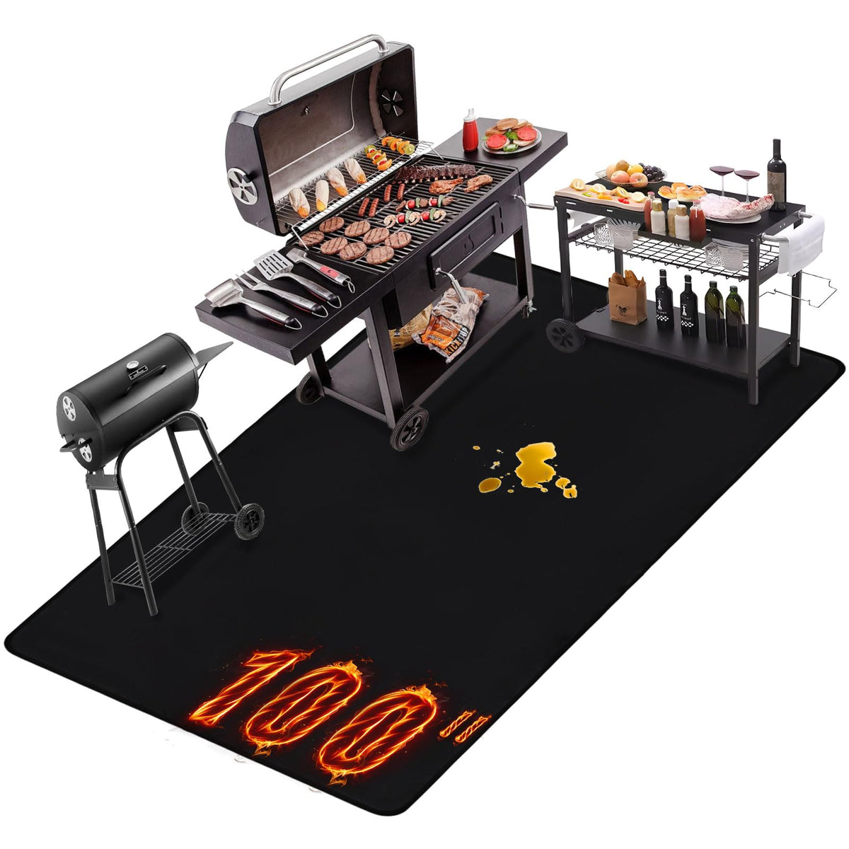THMINS 80X48 Inches Extra Large Under Grill Mat for Outdoor Grill