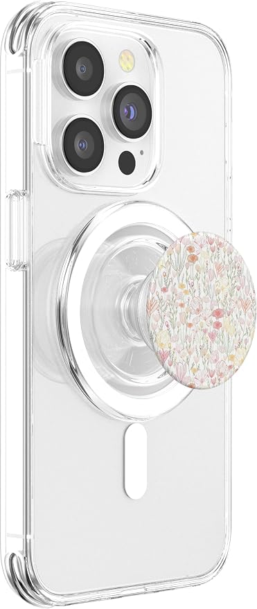 White Pastel Wildflower Floral Pattern PopSockets Adhesive PopGrip