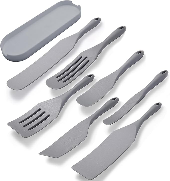Tongjude Silicone Spurtle Set, Silicone Spatula Set, Heat Resistant Cooking Utensil for Nonstick Cookware, Serving,Baking, Whisking, Smashing, Scooping, Spreading, 4 Piece